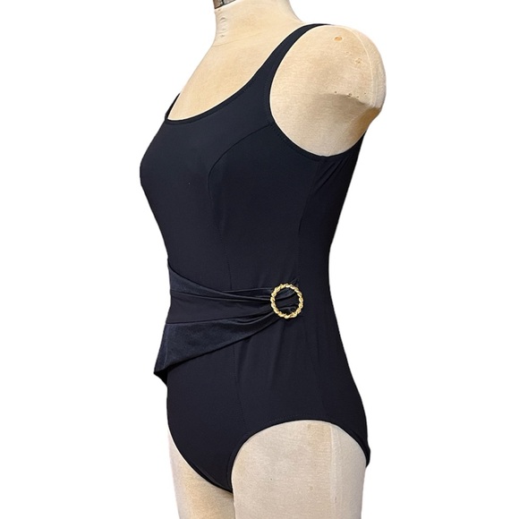 Vintage Hourglass by Robby Len Swimsuit Black One Piece 6 8 10 - Picture 1 of 9